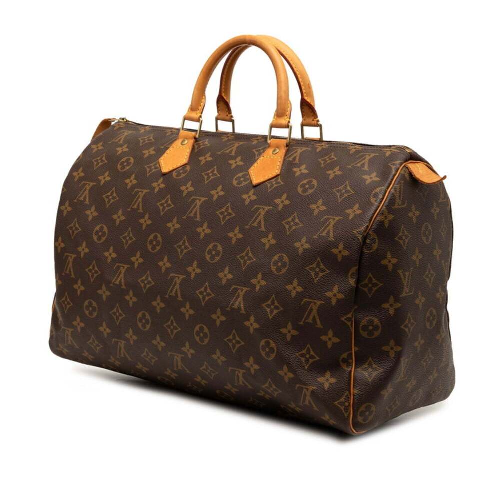 LOUIS VUITTON Brown Monogram Leather Speedy 40 Boston Bag - Picture 2 of 6